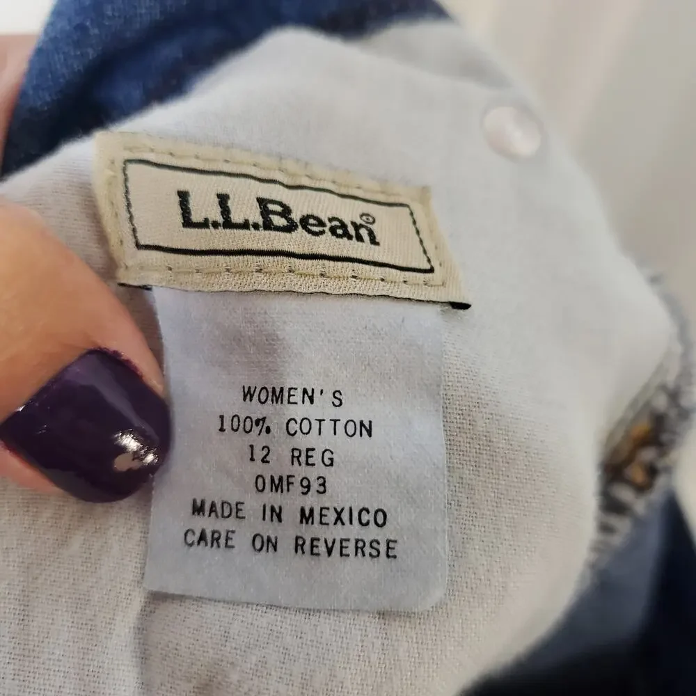 L.L. Bean Vintage Dark Wash High Rise Mom Jeans, 12